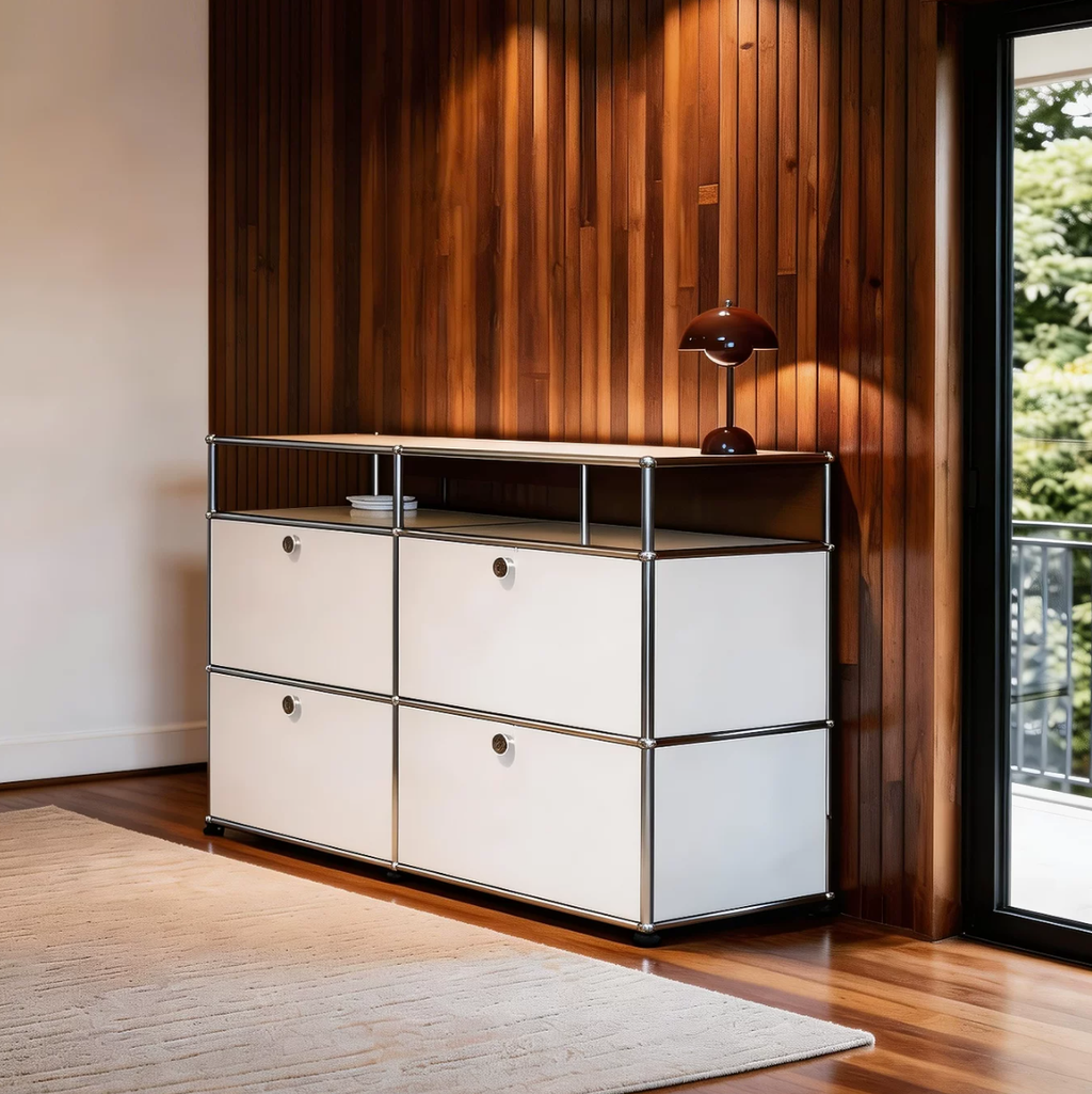USM style Modular corner cabinet system, High-quality Bauhaus antique style, Living room storage, Module cabinet combination made of stainless steel
