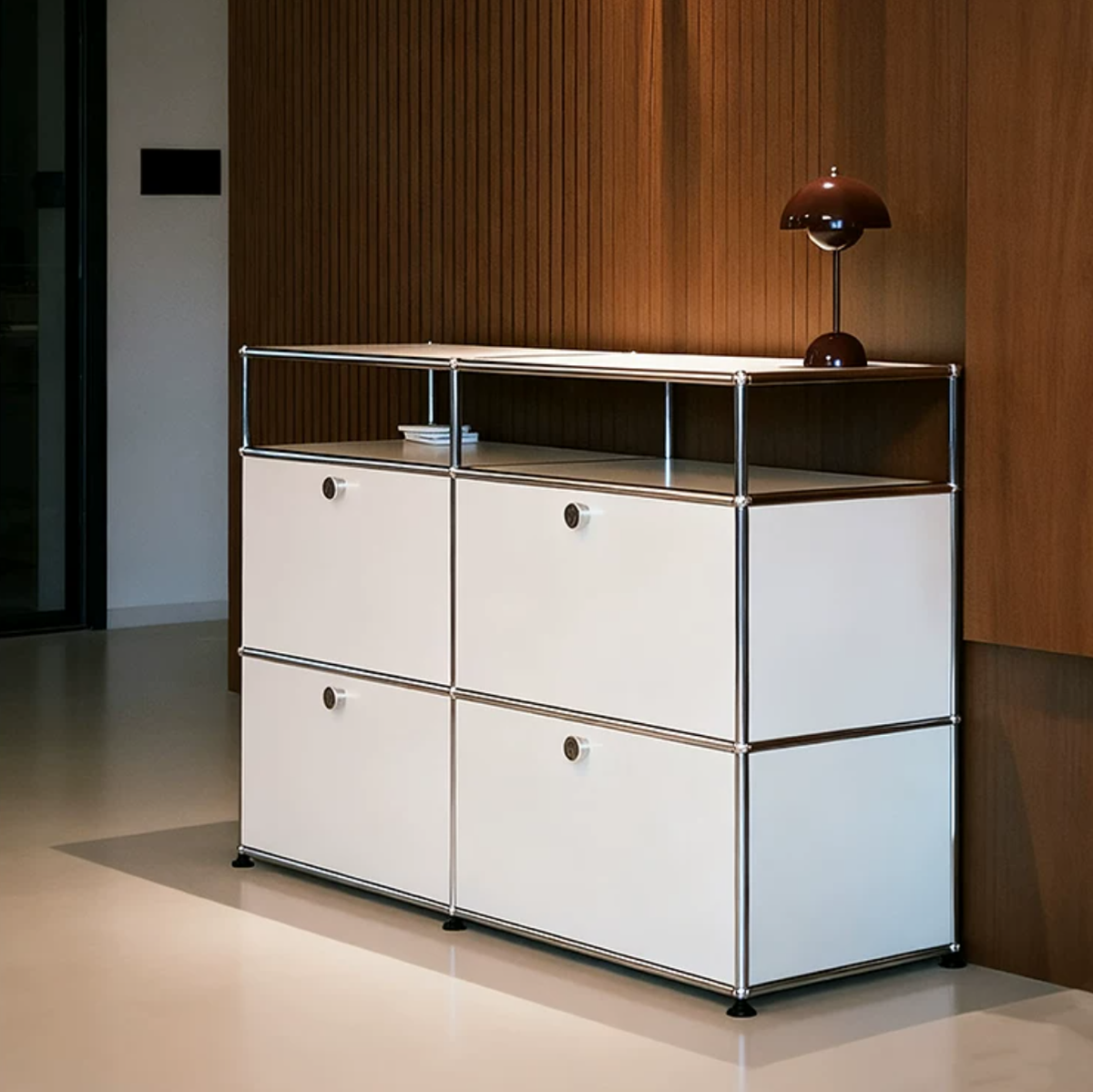 USM style Modular corner cabinet system, High-quality Bauhaus antique style, Living room storage, Module cabinet combination made of stainless steel