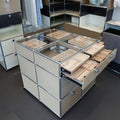 USM cabinet, jewelry cabinet, multi-tier drawer storage, floor-standing bedroom, high-end glass display cabinet, modular furniture