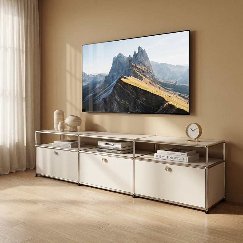 Instagram-famous vintage minimalist TV console and side cabinet for living room decoration and storage; Italian USM modular system, modern style.
