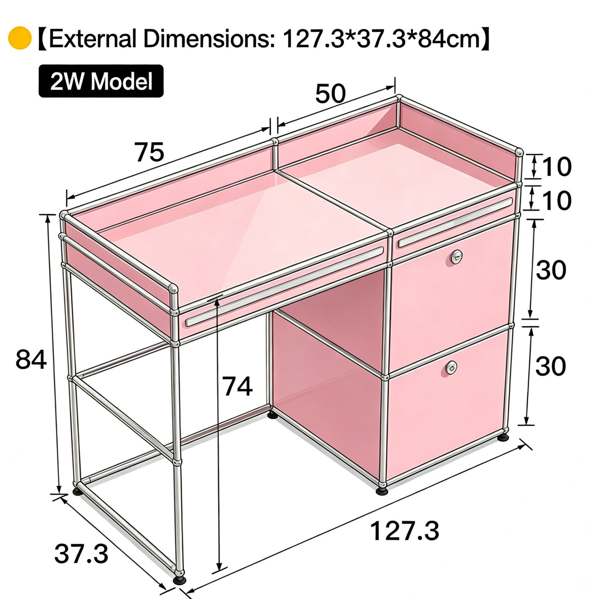 Detail of custom modular steel dresser cabinet for residential and commercial projects